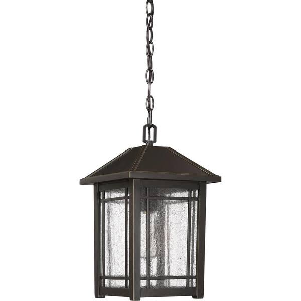 1-Light Bronze Outdoor Pendant Light 