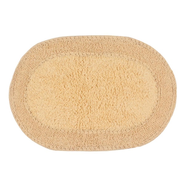 Double Ruffle Collection 100% Cotton Bath Rugs Set, 17x24 Rectangle, Yellow