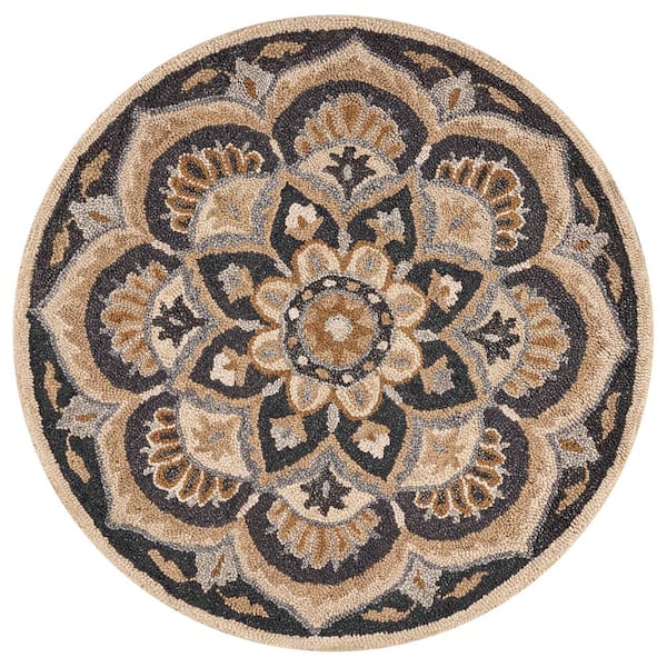 Daliah Mandala Black 4 ft. x 4 ft. Round Geometric Indoor Area Rug