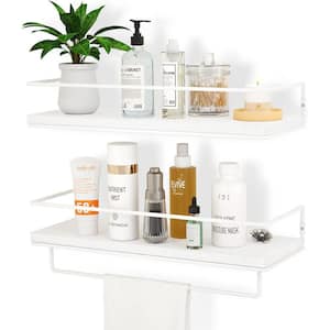 15.75in. W x 2.28in. H x 5.71 in. D White Over The Toilet Storage Bathroom Shelves, Wall Mounted with Adjustable Shelves
