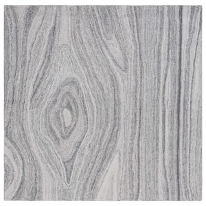 Abstract Gray 6 ft. x 6 ft. Abstract Striped Square Area Rug