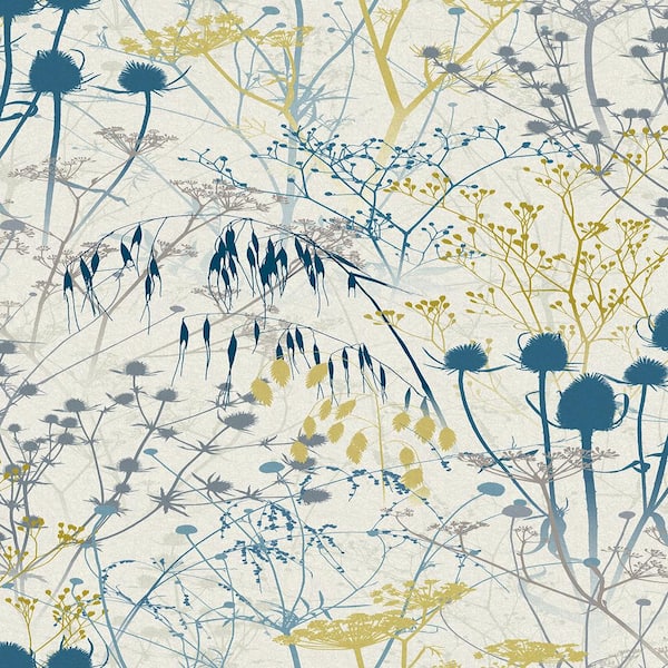 Unbranded Clarissa Hulse Summer Border Blue Removable Wallpaper Sample