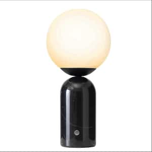 Mila Tall 15 in. Classic Black Mid-Century Modern Integrated LED Bedside Table Lamp with Built-In 3-Way Dimmer