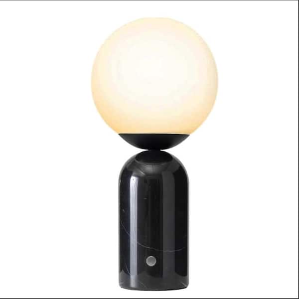 Brightech Mila Tall 15 in. Classic Black Mid-Century Modern Integrated LED Bedside Table Lamp with Built-In 3-Way Dimmer