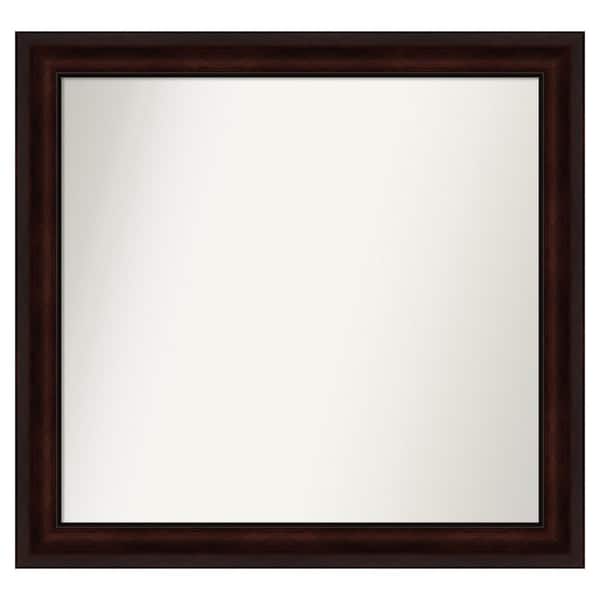 Amanti Art Coffee Bean Brown 35.25 in. x 33.25 in. Custom Non-Beveled Satin Recycled Polystyrene Framed Vanity Wall Mirror