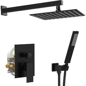 1-Spray 10 in. Wall Mount Fixed and Handheld Dual Shower Head 2.5 GPM in Matte Black