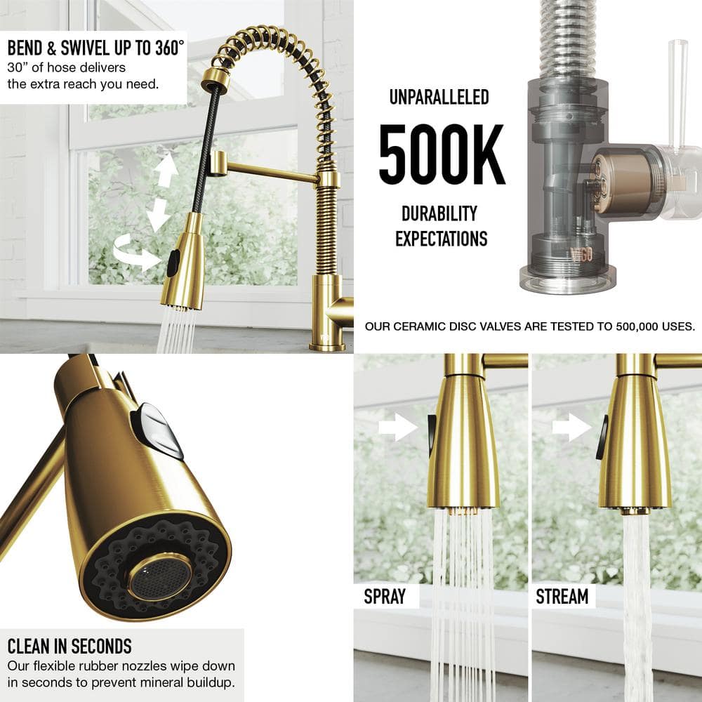 Elegant Matte Gold Pull-Down Kitchen Faucet with Soap Dispenser