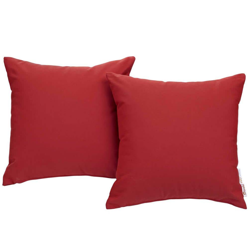 MODWAY Summon Sunbrella Square Outdoor Throw Pillow in Red 2Piece Set
