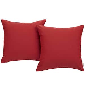 Summon Sunbrella Square Outdoor Throw Pillow in Red 2-Piece Set