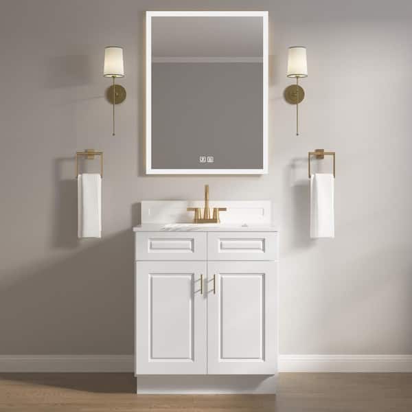 HOMLUX 30 in. W x 21 in. D x 34.5 in. H Ready to Assemble Bath Vanity Cabinet without Top in Raised Panel White