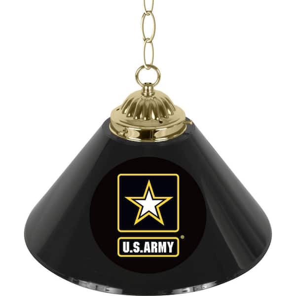 Trademark Global United States Army 1-Light Single Shade Brass and Black Hanging Lamp