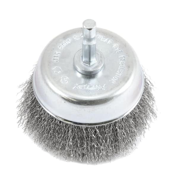 Forney 3 in. x 1/4 in. Hex Shank Fine Crimped Wire Cup Brush