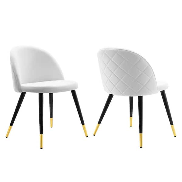 MODWAY Cordial White Performance Velvet Dense Foam Padding Dining Side Chair (Set of 2)