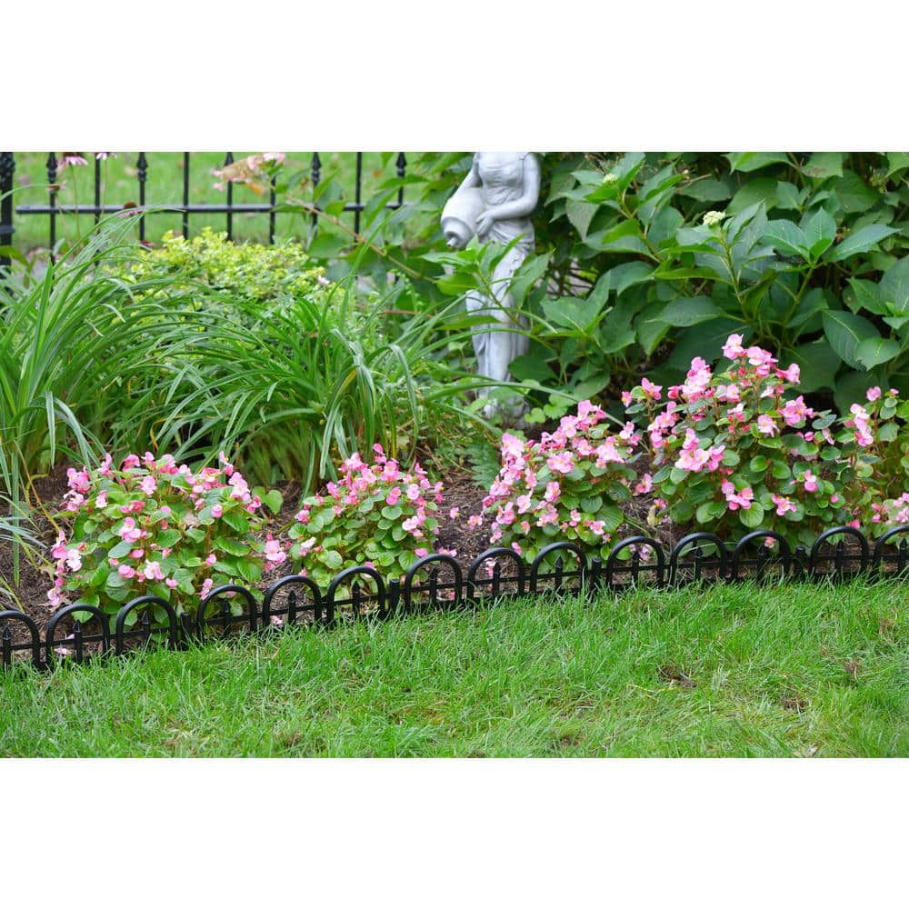 15-Foot Black Plastic Wrought Iron-Look No-Dig Landscape Edging Kit