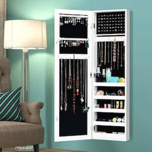 Wood Door and Wall Mounted Armoire Jewelry Cabinet with Full-Length Mirror