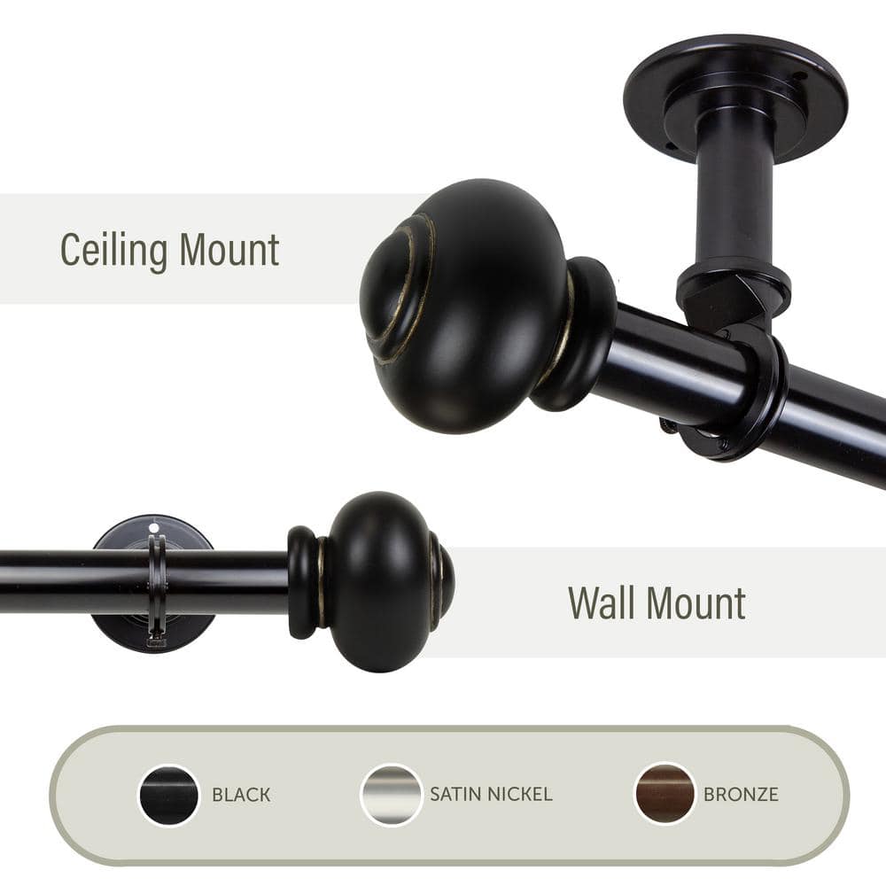 Rotunda Ceiling 120 in. - 170 in., 1 in. Dia Single Curtain Rod/ Room Divider in Black price history on PriceWatchPro