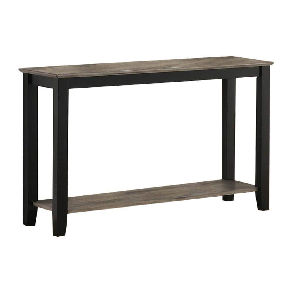 Benjara 47 In. Black And Gray Rectangle Wood Top Console Table With One ...