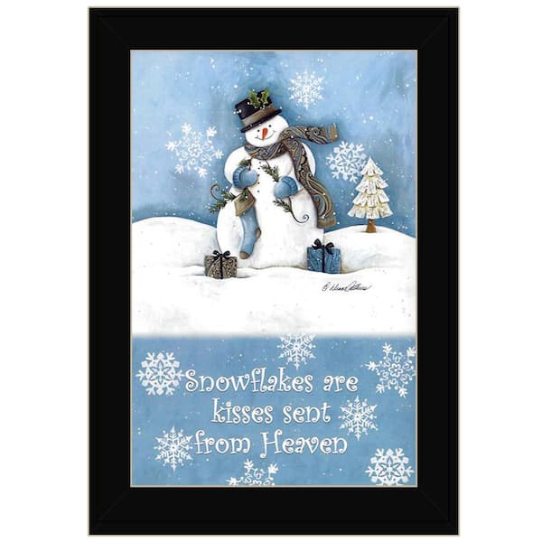 "Trendy Snowman" By Diane Arthur, Printed Wall Art, Ready To Hang Framed Poster, Black Frame 14 in. x 1 in.