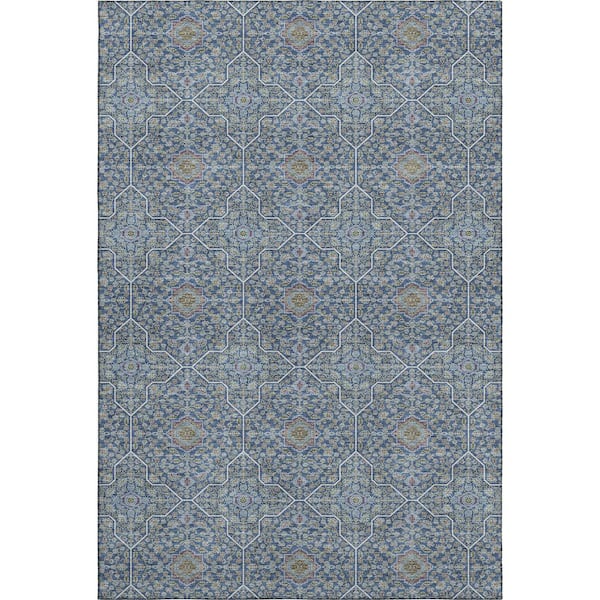 Mayfield Premium Machine Washable Abstract AMF2409 Navy 10 ft. x 14 ft. Area Rug