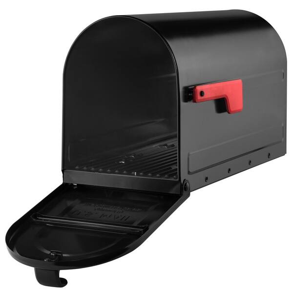 MB2 Post Mount Mailbox Black with Red Flag MB2 Post Mount Mailbox Black with Red Flag