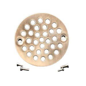 4-1/4 in. Round Stamped Replacement Coverall Strainer in Antique Nickel for Shower/Floor Drains