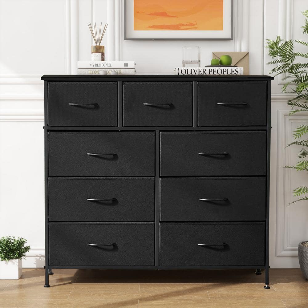 WONDER COMFORT Black 9-Drawer 11.8 in. W Chest of Drawers Fabric