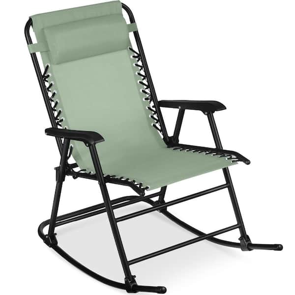 Steel Outdoor Zero Gravity Rocking Lawn Chair in Sage Green