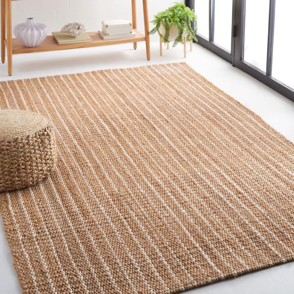 Natural Fiber Beige/Ivory 5 ft. x 8 ft. Woven Striped Area Rug