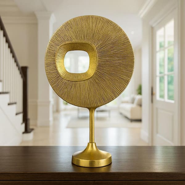 castellousa Gold 19 in. x 5 in. Aluminum Earth Tone Modern Metal Sculpture