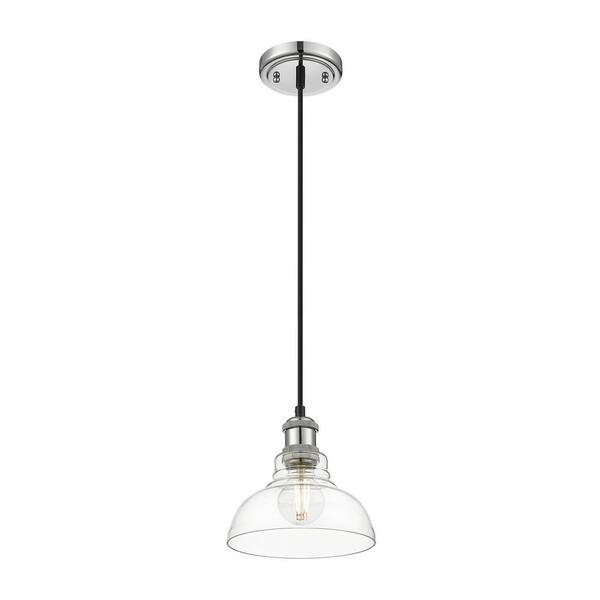 Golden Lighting - Carver 60-Watt 1-Light Chrome Schoolhouse Pendant Light with No Shade, No Bulbs Included