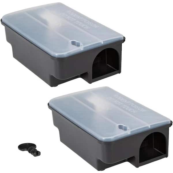 Indoor/Outdoor Mouse and Rat Trap with Transparent Lid in Black (2 Pack)