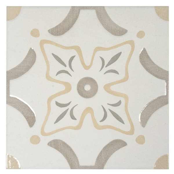 Palmera 9 in. x 9 in. Matte, Glossy Muted WYG Porcelain Floral Square Tile (6.96 sq ft/case)-13 Pack