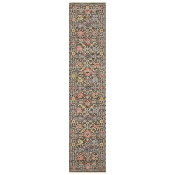 Lavista Gray/Multi-Colored 2 ft. x 12 ft. Oriental Persian Wool/Nylon Blend Indoor Runner Area Rug