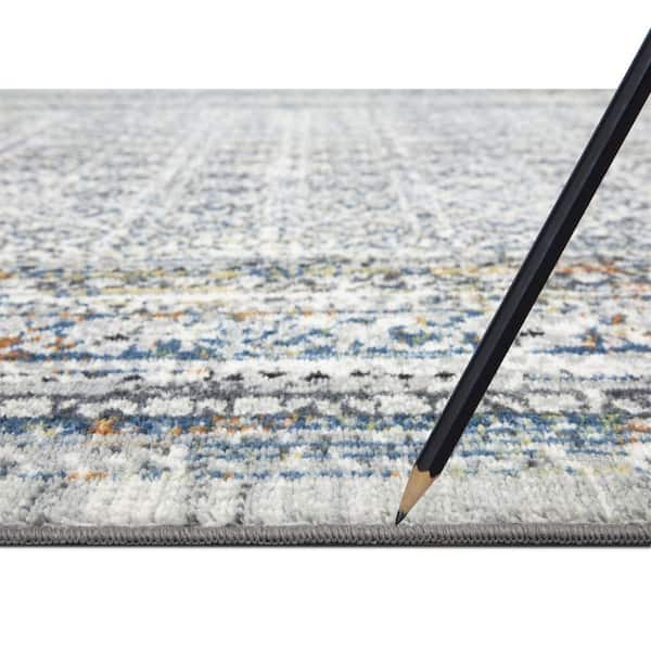 Eden Collection Vintage Diamond Ivory 3 ft. x 9 ft. Machine Washable Border Indoor Area Rug