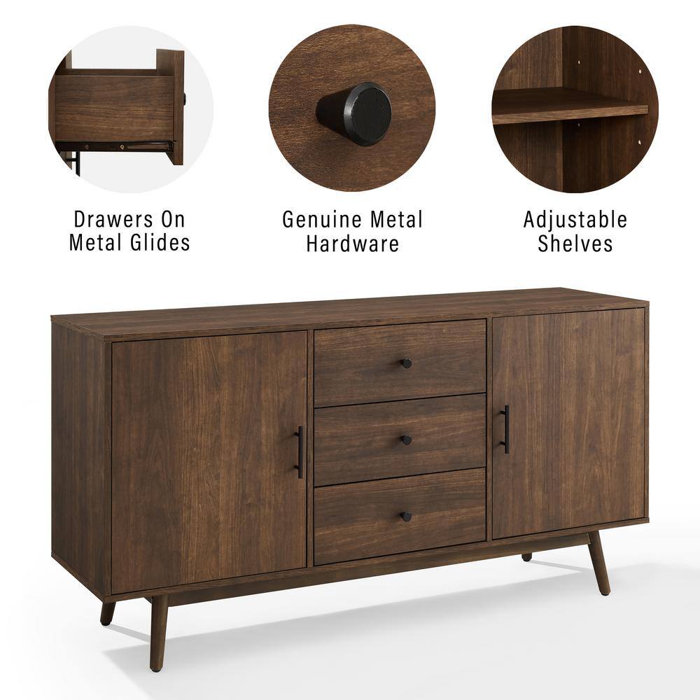 Lucas Walnut Mid-Century Modern Sideboard with Drawers