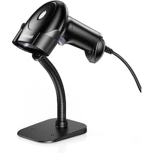 Barcode Scanner with Stand 2D 1D QR Code Wired Inventory Scanners for Automatic Screen Scanning in Black