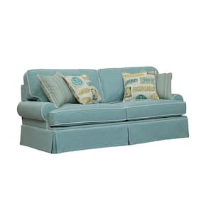 Coastal Aqua Collection 90 in Wide Aqua Blue Solid Fabric Queen Sofa Bed