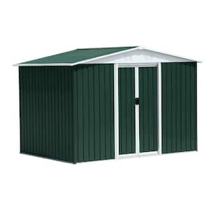 8 ft. W x 6 ft. D Outdoor Storage Garden Metal Shed Apex Roof Green with Aluminum Frame（48 sq. ft.）