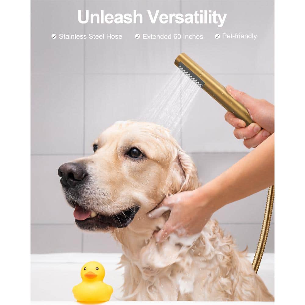 Grandjoy 10" Brushed Gold Rainfall Shower Head Set with Handheld Spray