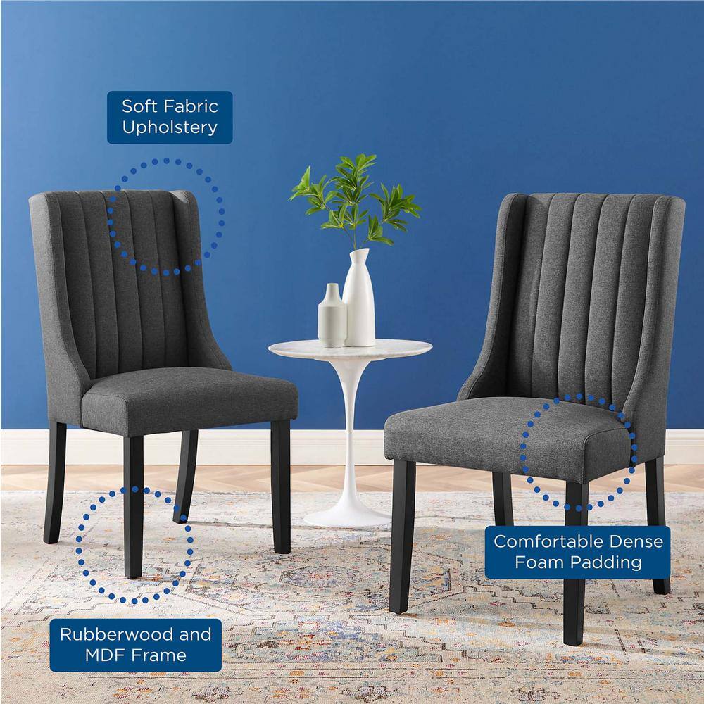 Gray Velvet Upholstered Parsons Side Chair Set with Wood Legs