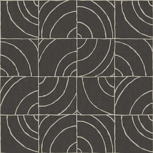 Charcoal Grey Batik Blok Metallic Vinyl Peel & Stick Wallpaper