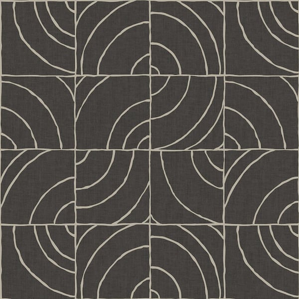 NuWallpaper Charcoal Grey Batik Blok Peel & Stick Wallpaper Sample
