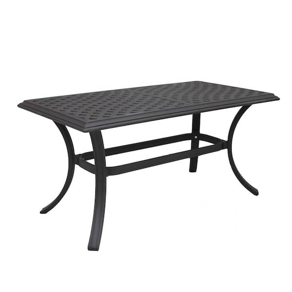 Zeus & Ruta 42.91 in. W x 22.44 in. D x 21 in. H Espresso Brown Rectangular Aluminum Outdoor Coffee Table for Garden, Patio