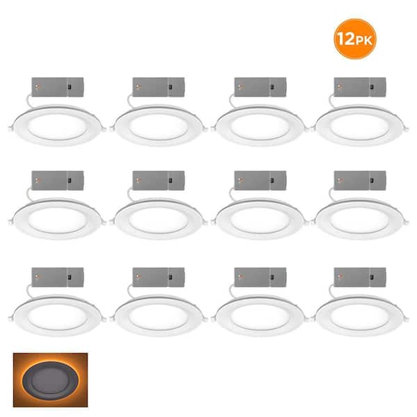 6 in. Canless Adjustable CCT Integrated LED Recessed Light Trim Night Light 900lms New Construction Remodel (12-Pack)