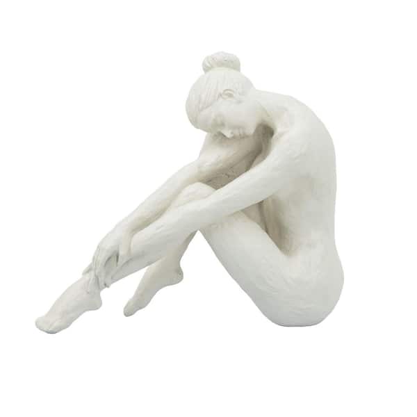 White 10.7 in. x 8.7 in. Stone Figurine