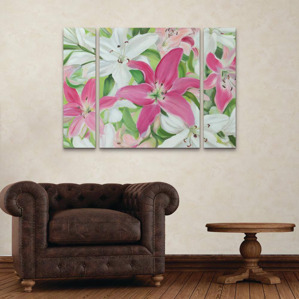 Sandra Lafrate Pink and White Lilies III 32" Contemporary Canvas Wall Art Set