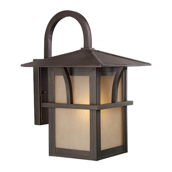 Generation Lighting Medford Lakes 1-Light Statuary Bronze Outdoor 17 in. Wall Lantern Sconce with LED Bulb