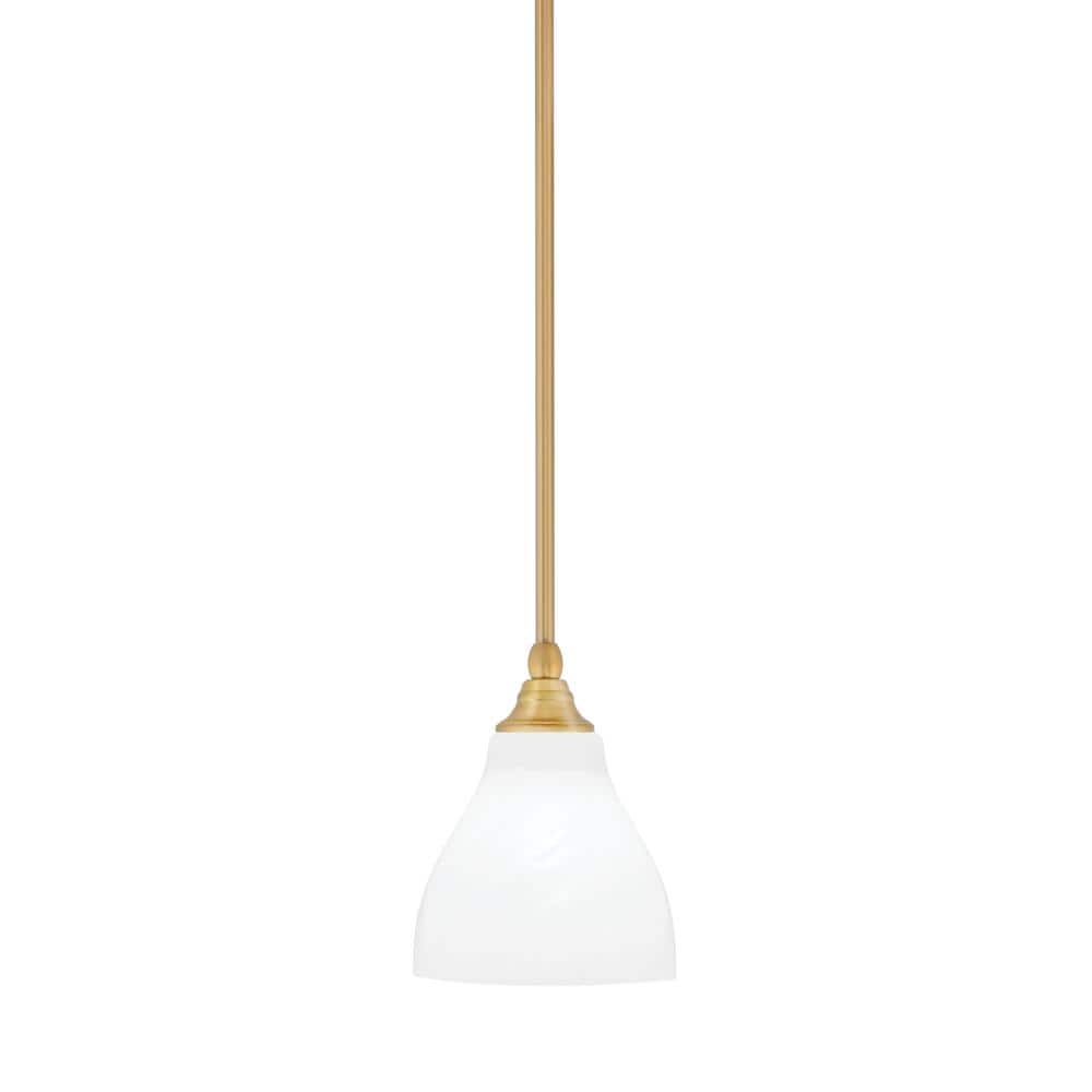 Sparta 100-Watt 1-Light New Age Brass Shaded Pendant Light Mini Pendant wit