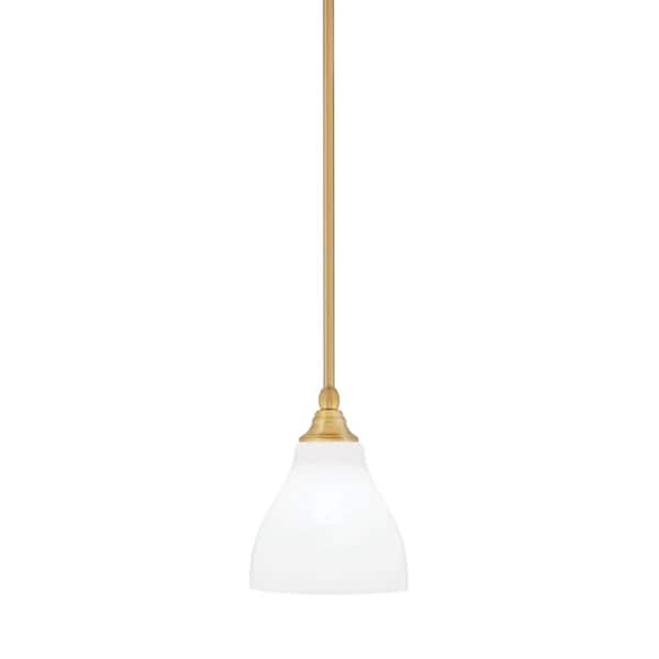 Unbranded Sparta 100-Watt 1-Light New Age Brass Shaded Pendant Light Mini Pendant with White Marble Glass and No Bulb Included