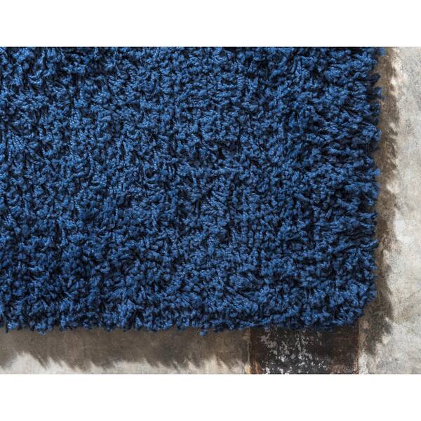 Unique Loom Solid Shag Navy Blue 4 ft. x 6 ft. Area Rug